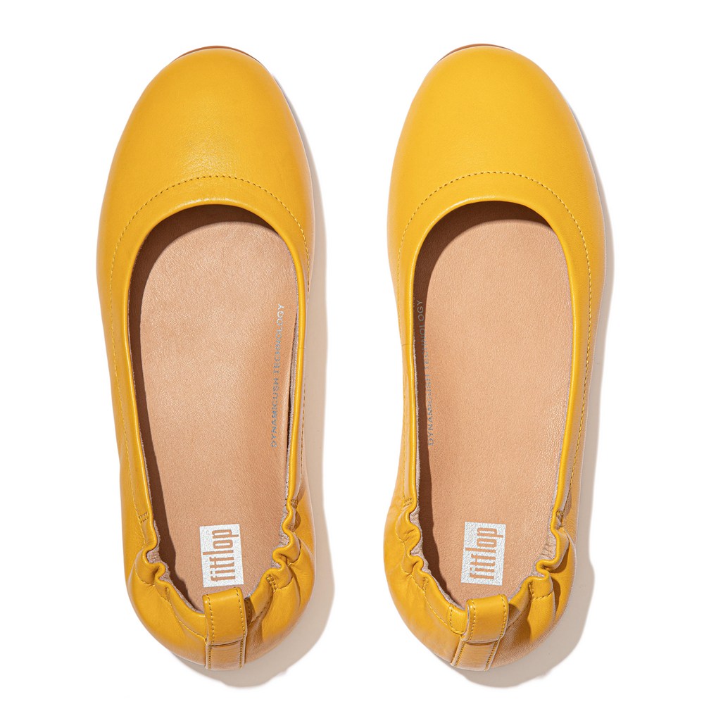 Fitflop Womens Ballet Flats - Allegro Soft Leather - Yellow - 617-RAMGZD